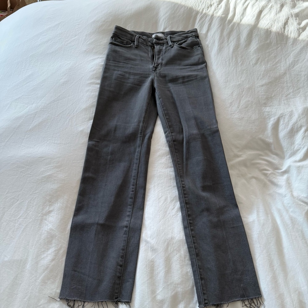 Good American Dark Gray Straight Leg Jeans